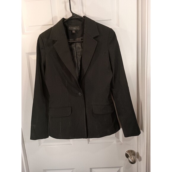 Adolfo Blazer Jacket Size 6 Black - Picture 1 of 8
